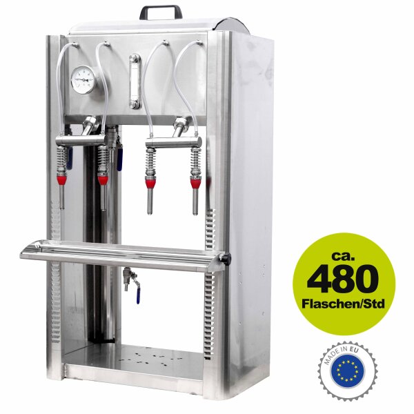 Profi Abfüllgerät 4 Stationen Edelstahl Heissabfüllung mit Thermometer