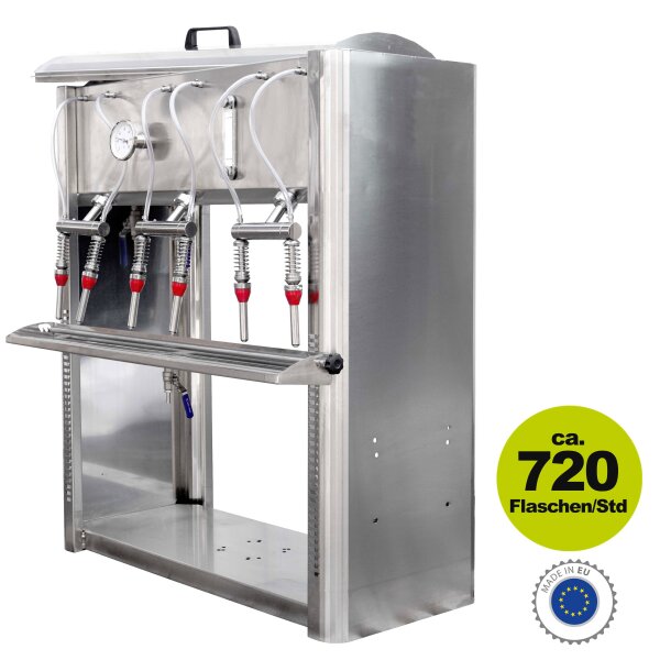 Profi Abfüllgerät 6 Stationen Edelstahl Heissabfüllung mit Thermometer